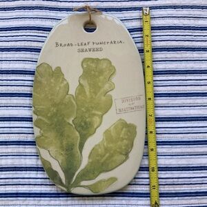 Creative Co-op 11 1/4” stoneware cheeseboard w sea plant